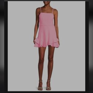 Women's Dear Moon Corset Bodice Bow Back Ruffle Hem Elegant Pink Dress